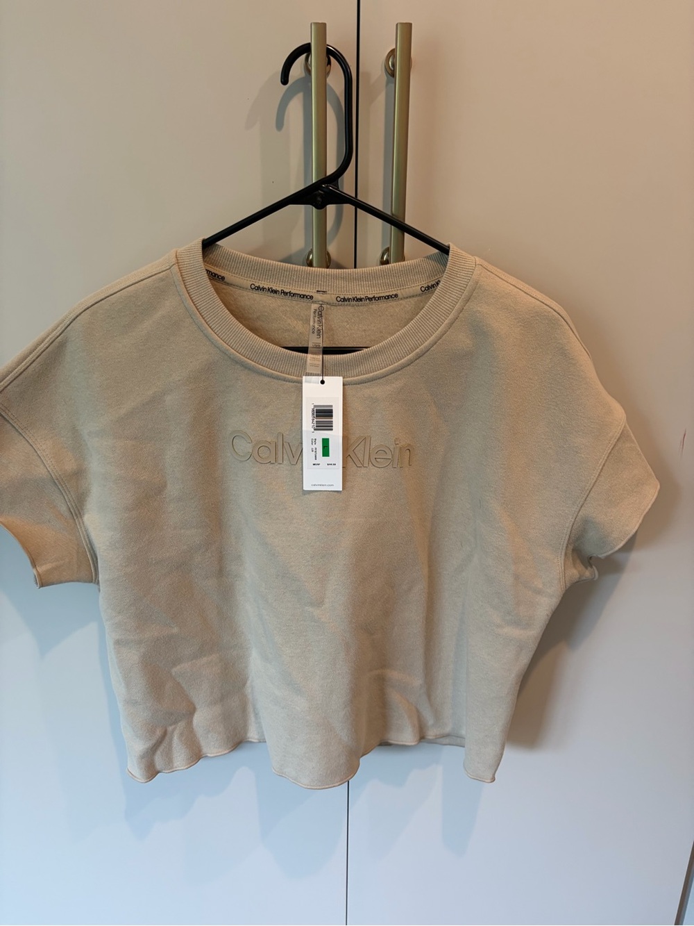Calvin Klein Beige Cropped Logo Sweatshirt